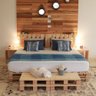 Cabeceira De Madeira Pallet Para Cama De Casal Marrom - 1
