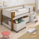Ver imagem 2 de Cama Naty Solteira Design Infantil com Nichos e Colchão Divaloto - Branco/amêndoa