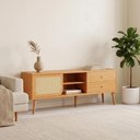 Ver imagem 3 de Rack Tela 180cm com Porta de Correr e 2 Gavetas MDF Carvalho Rosé Dalla Costa Móveis