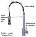 Ver imagem 5 de Torneira Gourmet Giratória Acqua Metais 301 Cozinha Inox Escovado 2 Jatos