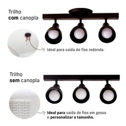 Trilho Eletrificado 84cm 6 Spots E27 Led Comum C/ Conector/emenda Cor:preto - 2