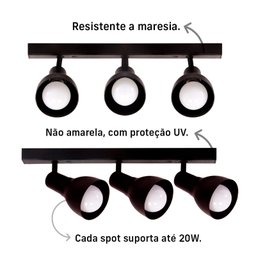 Trilho Eletrificado 84cm 6 Spots E27 Led Comum C/ Conector/emenda Cor:preto - 5