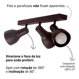 Trilho Eletrificado 84cm 6 Spots E27 Led Comum C/ Conector/emenda Cor:preto - 3
