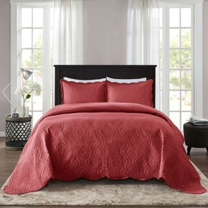 Kit Colcha Milão Corttex Solteiro 2 peças 150 Fios Color Art Arabescos Vermelho