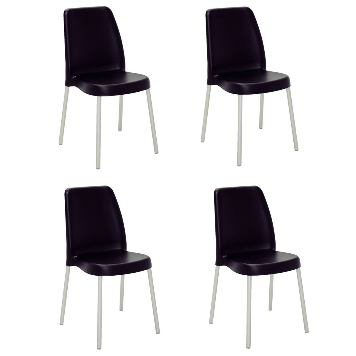 Conjunto 4 Cadeiras Plástica Vanda com Pernas de Alumínio Anodizadas- Tramontina - Preto 92053/909