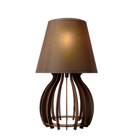 Abajur Luminária Mesa Madeira Mdf Sala 35x27 Mesa de Cabeceira Cor:café