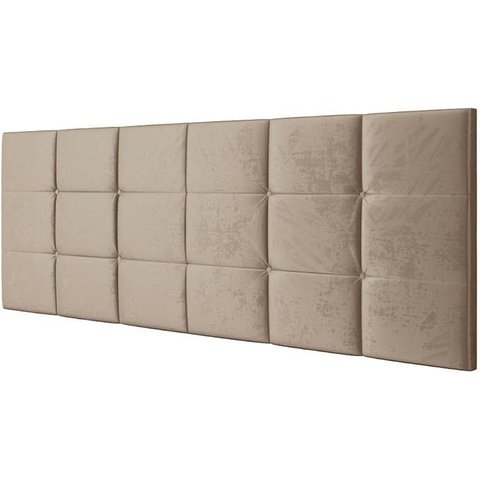 Cabeceira Estofada Bia 1.60 Cama Box Queen - Bege Suede