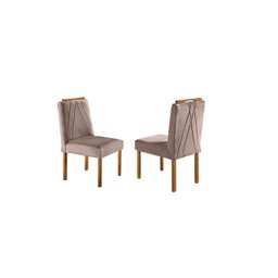 Conjunto Sala de Jantar Lisy 6 Lugares Mesa e Cadeiras Madeira Maciça Veludo Nude - 4