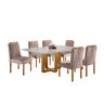 Conjunto Sala de Jantar Lisy 6 Lugares Mesa e Cadeiras Madeira Maciça Veludo Nude - 1