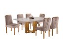 Ver imagem 1 de Conjunto Sala de Jantar Lisy 6 Lugares Mesa e Cadeiras Madeira Maciça Veludo Nude