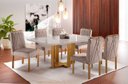 Ver imagem 2 de Conjunto Sala de Jantar Lisy 6 Lugares Mesa e Cadeiras Madeira Maciça Veludo Nude