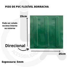 KIT 10 PÇS PISO TÁTIL PVC 25x25 DIRECIONAL VERDE - 3