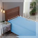 Ver imagem 3 de Roupa Cama Solteiro 300 Fios Lençol Virol sem Elástico de Algodão:azul Bebe