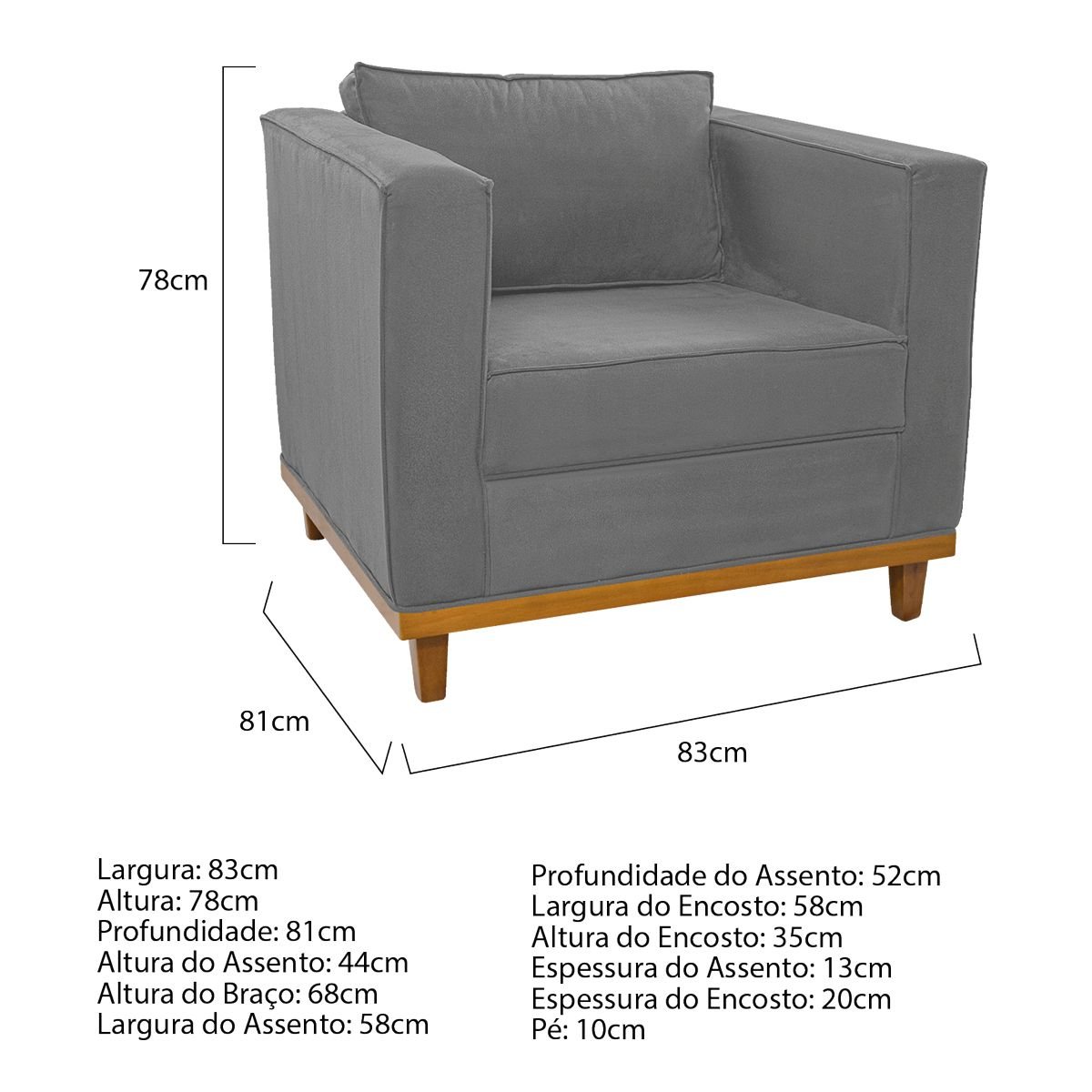 Kit Sofá 2 Lugares e 2 Poltronas Europa Suede Cinza ADJ Decor - 5