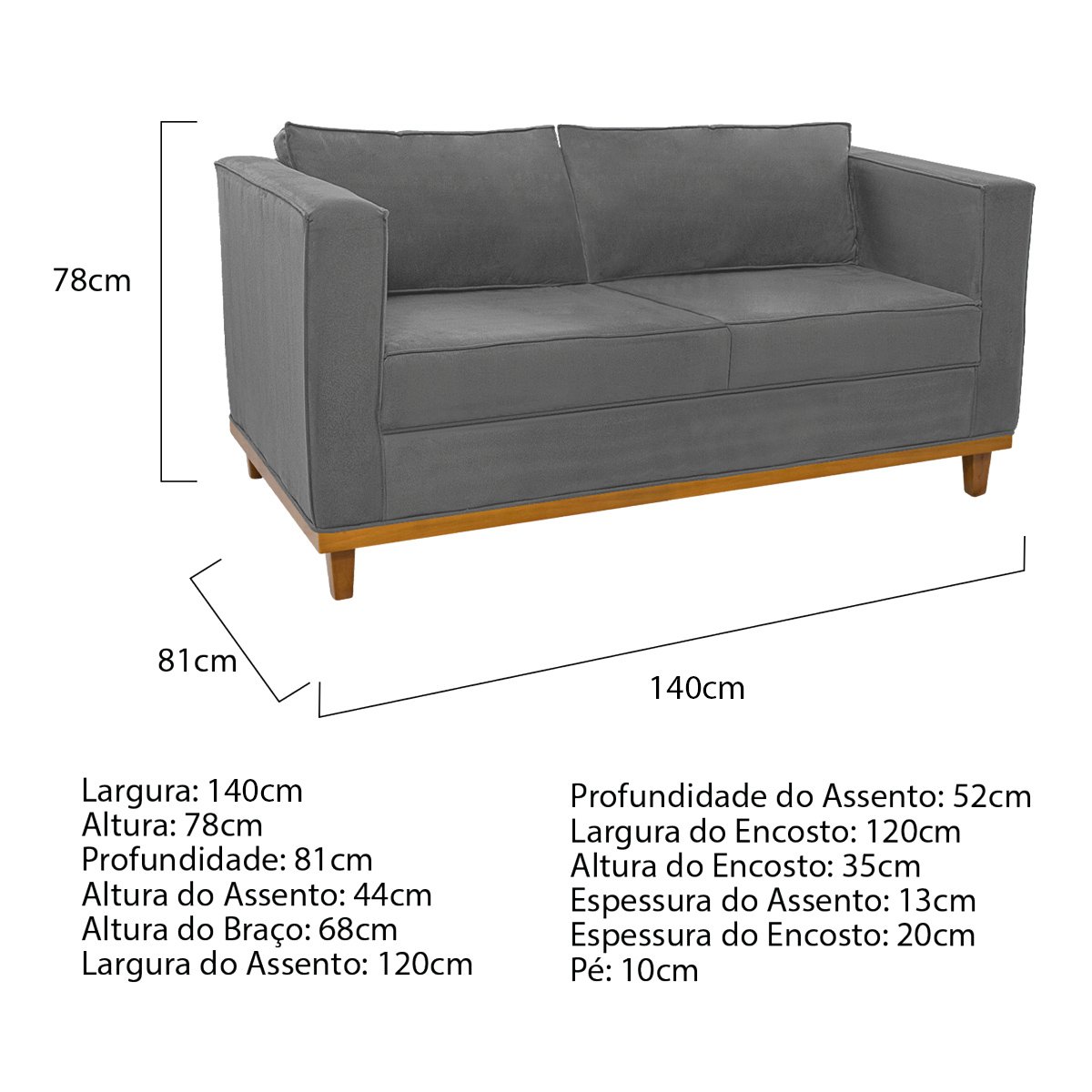 Kit Sofá 2 Lugares e 2 Poltronas Europa Suede Cinza ADJ Decor - 4