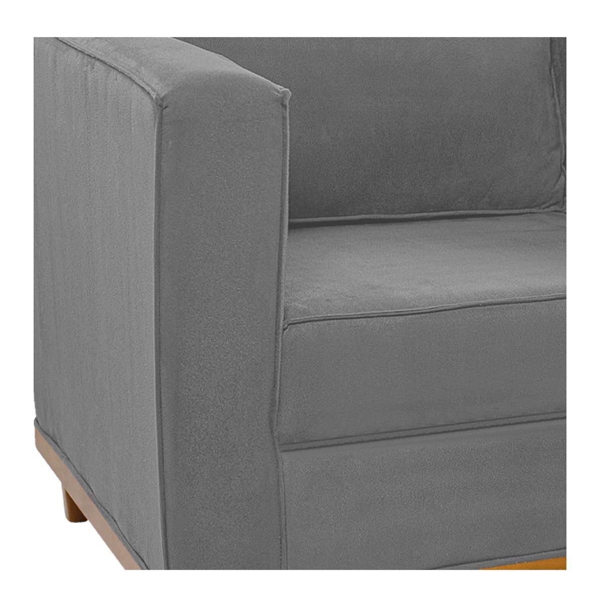 Kit Sofá 2 Lugares e 2 Poltronas Europa Suede Cinza ADJ Decor - 12