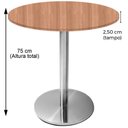 Ver imagem 3 de Mesa Beta Inox 75 Cm Altura Disco Redondo Tampo Mdp Redondo 80 Cm Largura X 2,50 Cm Altura Noce