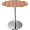 Ver imagem 1 de Mesa Beta Inox 75 Cm Altura Disco Redondo Tampo Mdp Redondo 80 Cm Largura X 2,50 Cm Altura Noce