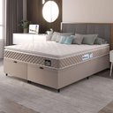 Ver imagem 6 de Cama Box Baú Casal Queen Colchão Espuma D33 Pillow Top Millenium 158x198x60cm Suede Bege/branco