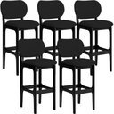Ver imagem 1 de Kit 05 Banquetas Alta Para Cozinha Madeira Fixa Betta L02 Preto Facto Preto - Lyam Decor