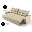 Ver imagem 4 de Sofá com Chaise Medelín 5 Lugares Retrátil e Reclinável 275cm Bege Suede