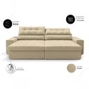 Ver imagem 5 de Sofá com Chaise Medelín 5 Lugares Retrátil e Reclinável 275cm Bege Suede