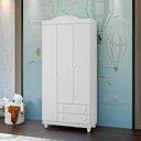 Ver imagem 4 de Conjunto Cômoda e Roupeiro Lara MDF Branco Infantil Quarto Completo Organizador Moderno Criança