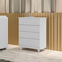 Ver imagem 5 de Conjunto Cômoda e Roupeiro Lara MDF Branco Infantil Quarto Completo Organizador Moderno Criança