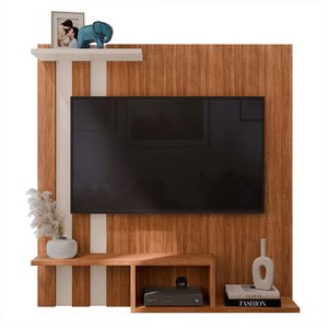 Painel Suspenso Home Tv até 32 Polegadas Nichos Prateleira Itália:cedro/off White