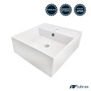 Ver imagem 2 de Cuba Lavabo Banheiro em Cerâmica Louça Quadrada Branca Apoio Tubrax