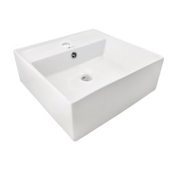 Cuba Lavabo Banheiro em Cerâmica Louça Quadrada Branca Apoio Tubrax - 1
