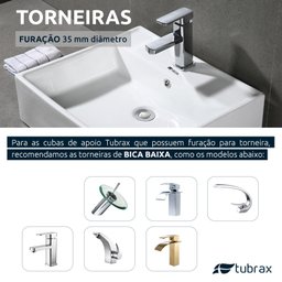 Cuba Lavabo Banheiro em Cerâmica Louça Quadrada Branca Apoio Tubrax - 7