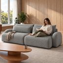 Ver imagem 5 de Sofá Cama Modular Orgânico Retrátil 4 Lugares 250cm com Base em Madeira Maciça Oxford