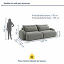 Ver imagem 2 de Sofá Cama Modular Orgânico Retrátil 4 Lugares 250cm com Base em Madeira Maciça Oxford