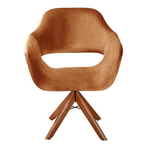 Poltrona Decorativa Zara Base Giratória - Veludo Terracota