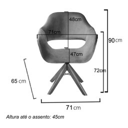 Poltrona Decorativa Zara Base Giratória - Veludo Terracota - 4