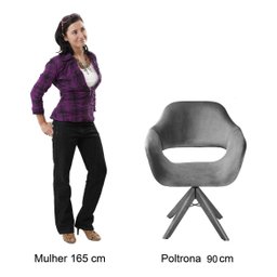 Poltrona Decorativa Zara Base Giratória - Veludo Terracota - 5