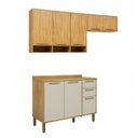 Ver imagem 2 de Cozinha Modulada Compacta 3 Peças 8 Portas MDF 200cm Malta Espresso Móveis Bege/Amêndoa/Off-White