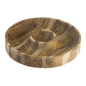 Petisqueira Churrasco Fundo Central em Madeira Teca Fsc com Acabamento em Óleo Mineral 31,5x31,5 Cm