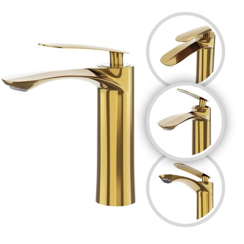 Torneira Banheiro Dourada Quente e Fria Grécia Monocomando 100% Metal Premium Goldenx