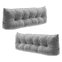 Ver imagem 1 de Kit 02 Almofadas para Cabeceira Encosto Apoio Lombar Spot 140cm com Porta Celular Veludo - Desk Desi