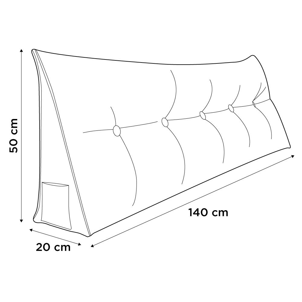 Kit 02 Almofadas para Cabeceira Encosto Apoio Lombar Spot 140cm com Porta Celular Veludo - Desk Desi - 4