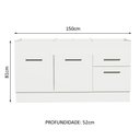 Ver imagem 4 de Balcão de Pia Cozinha 150 cm 2 Portas e 2 Gavetas (Sem Tampo e Pia) Branco Agata Madesa