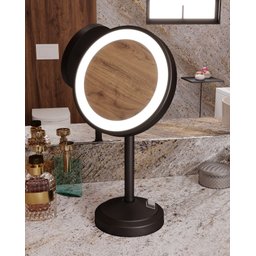 Espelho Aumento 5x Luz Led E6590 Preto Fosco Italy Line - 2