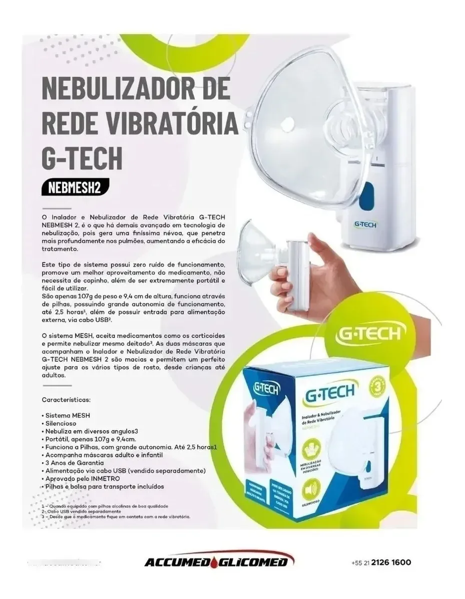 Ver imagem 4 de Nebulizador Inalador sem Fio G-tech Nebmesh2