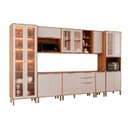 Ver imagem 2 de Cozinha Modulada 8 Peças Brilhante com 1 Cristaleira 3 Balcões 3 Armários Aéreo e 1 Torre Bege/Cinamomo/Off White