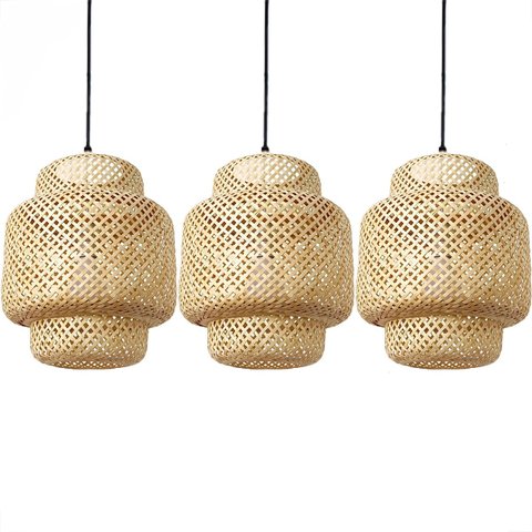 3 Pendente Palha Natural Artesanal Rustico Restaurante Nat20