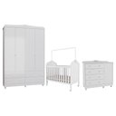 Ver imagem 1 de Dormitório Infantil Elô Guarda Roupa, Cômoda e Berço Branco Brilho - Móveis Peroba