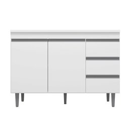 Balcão de Cozinha Madrid para Pia de 120cm Branco - Montanaris Decor - 1