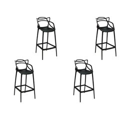 Kit 4 Banquetas Médias 66cm Allegra Master Cozinha Preto - 1